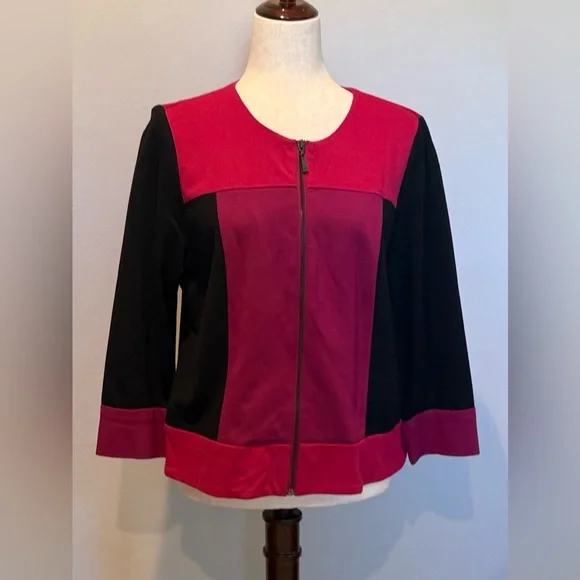 Ruby Rd. Zip Front Colorblock Blazer Size 14 Petite - Picture 2 of 6